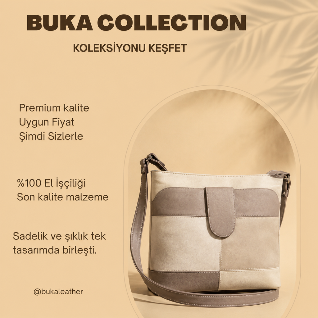 Buka Leather Verona deri çanta - Bej