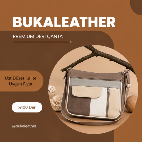 Buka Leather Bergamo deri çanta - Vizon