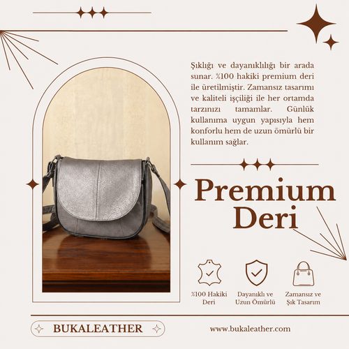 Buka Leather Lucca deri çanta - Gümüş