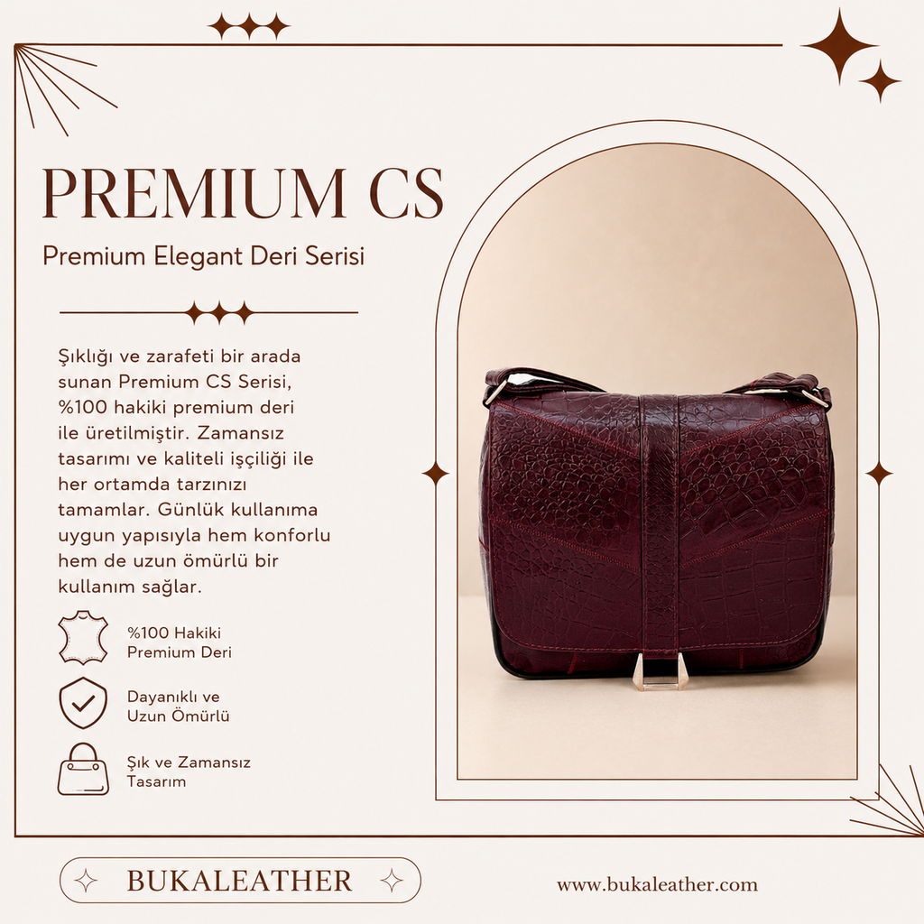 Buka Leather Parma deri çanta - Bordo Kroko