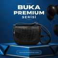 Buka Leather Ravenna deri çanta - Siyah Kroko