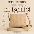 Buka Leather Trento deri çanta - Bej
