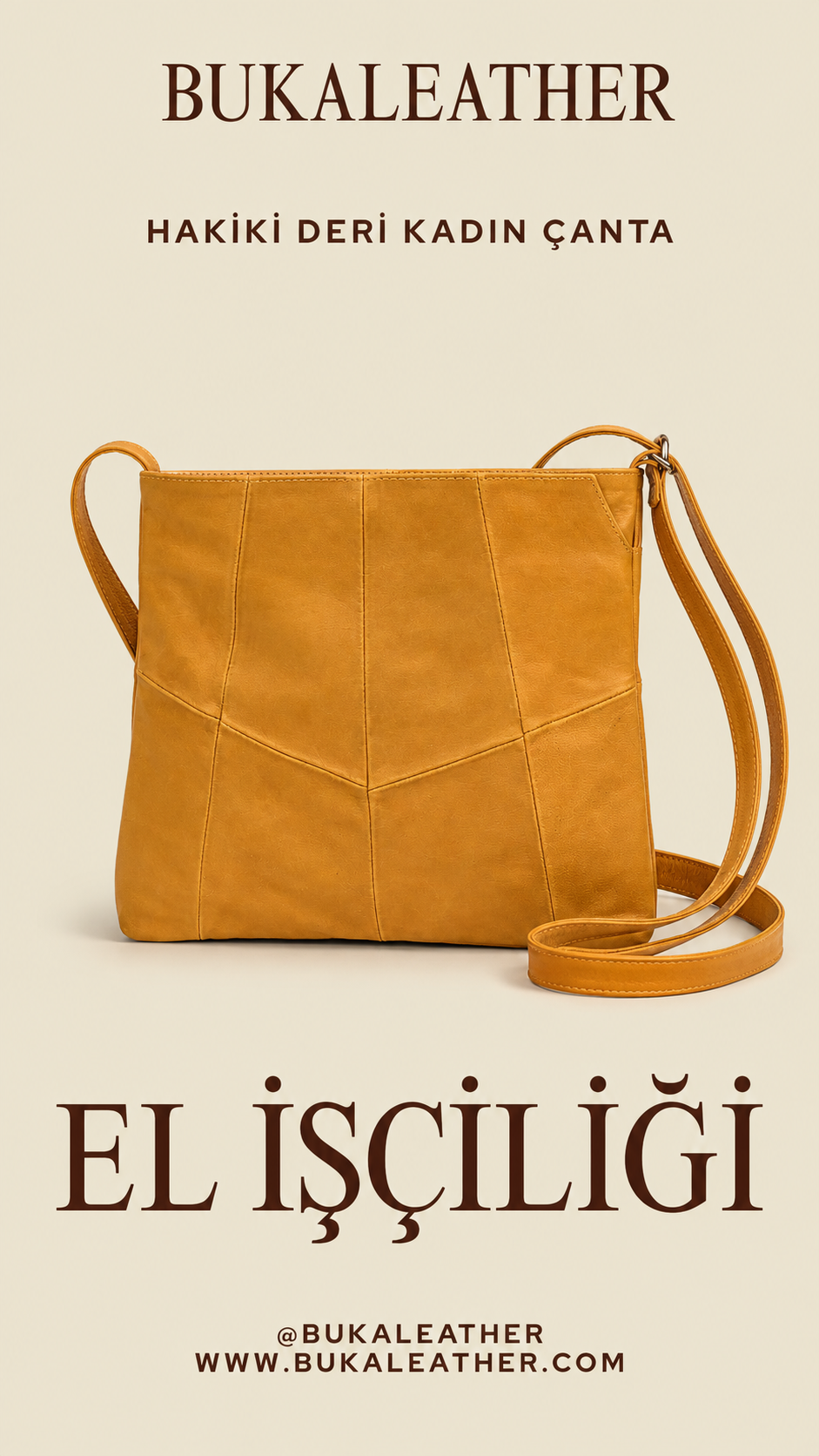 Buka Leather Trento deri çanta - Hardal