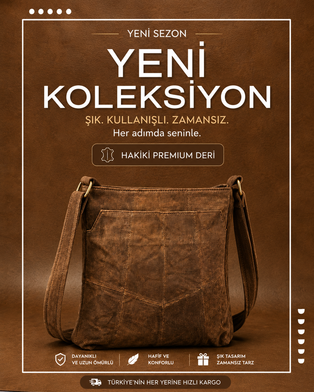 Buka Leather Trento deri çanta - Kahve