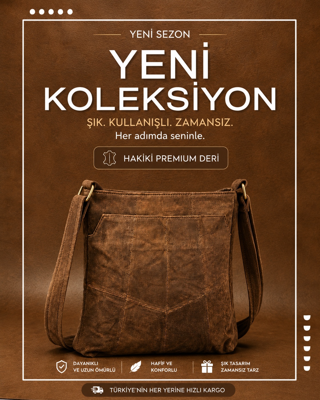 Buka Leather Trento deri çanta - Kahve