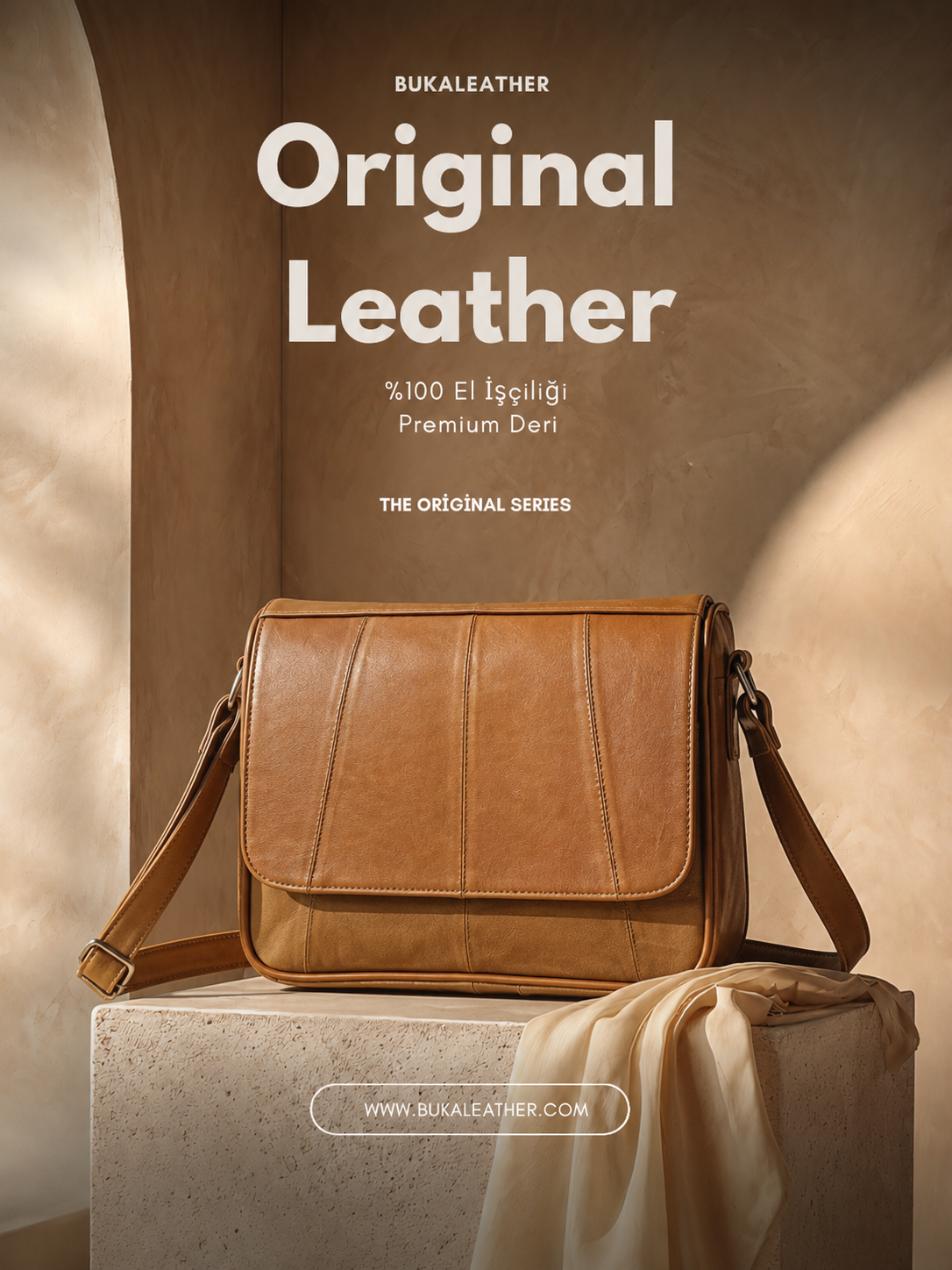 Buka Leather Roma deri çanta - Taba
