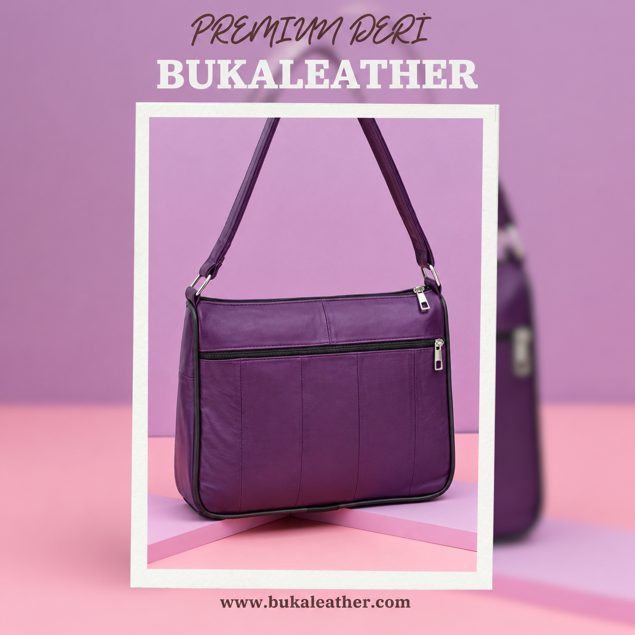 Buka Leather Napoli deri çanta - Mor